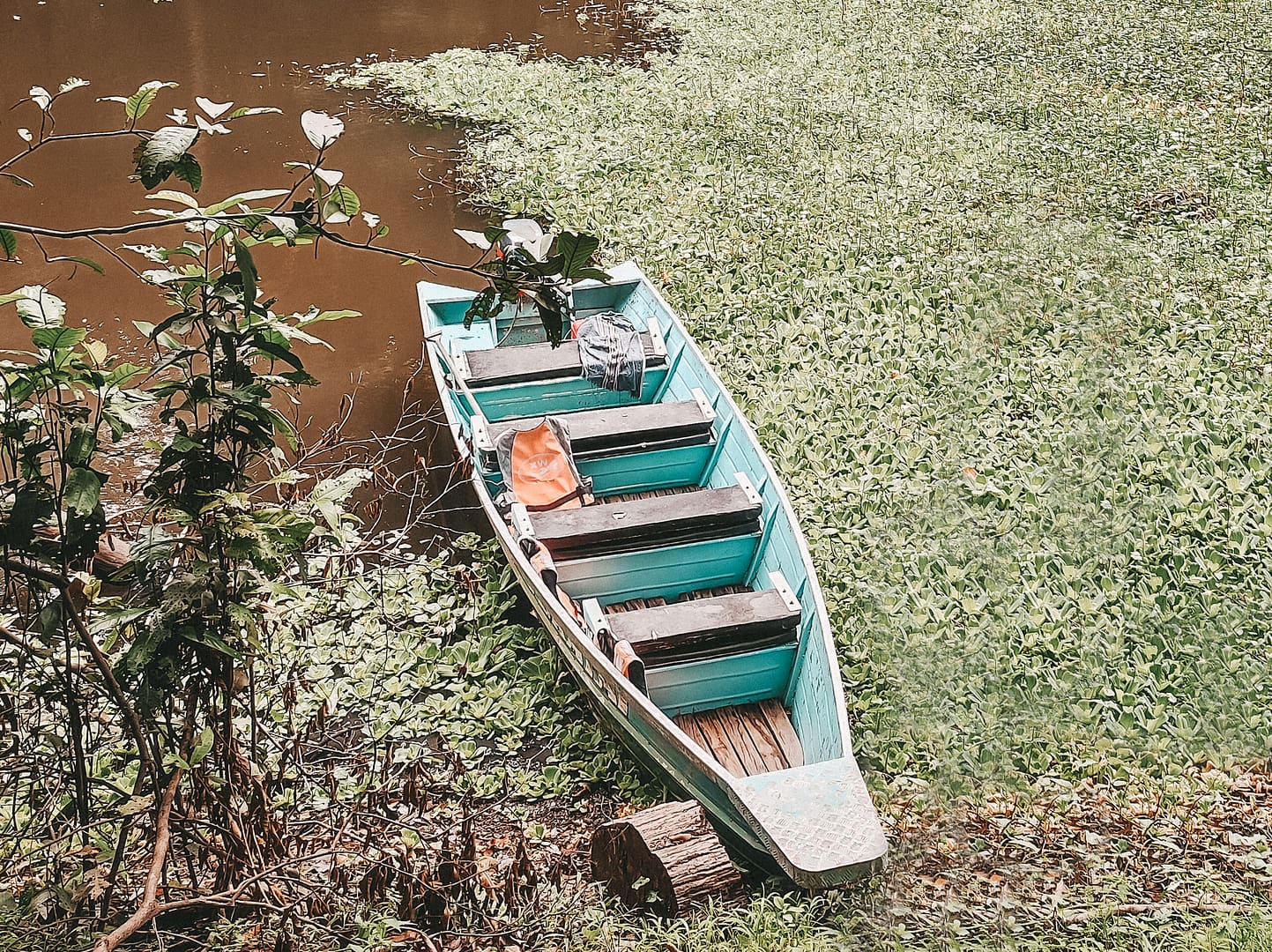 Holzboot auf Amazonas