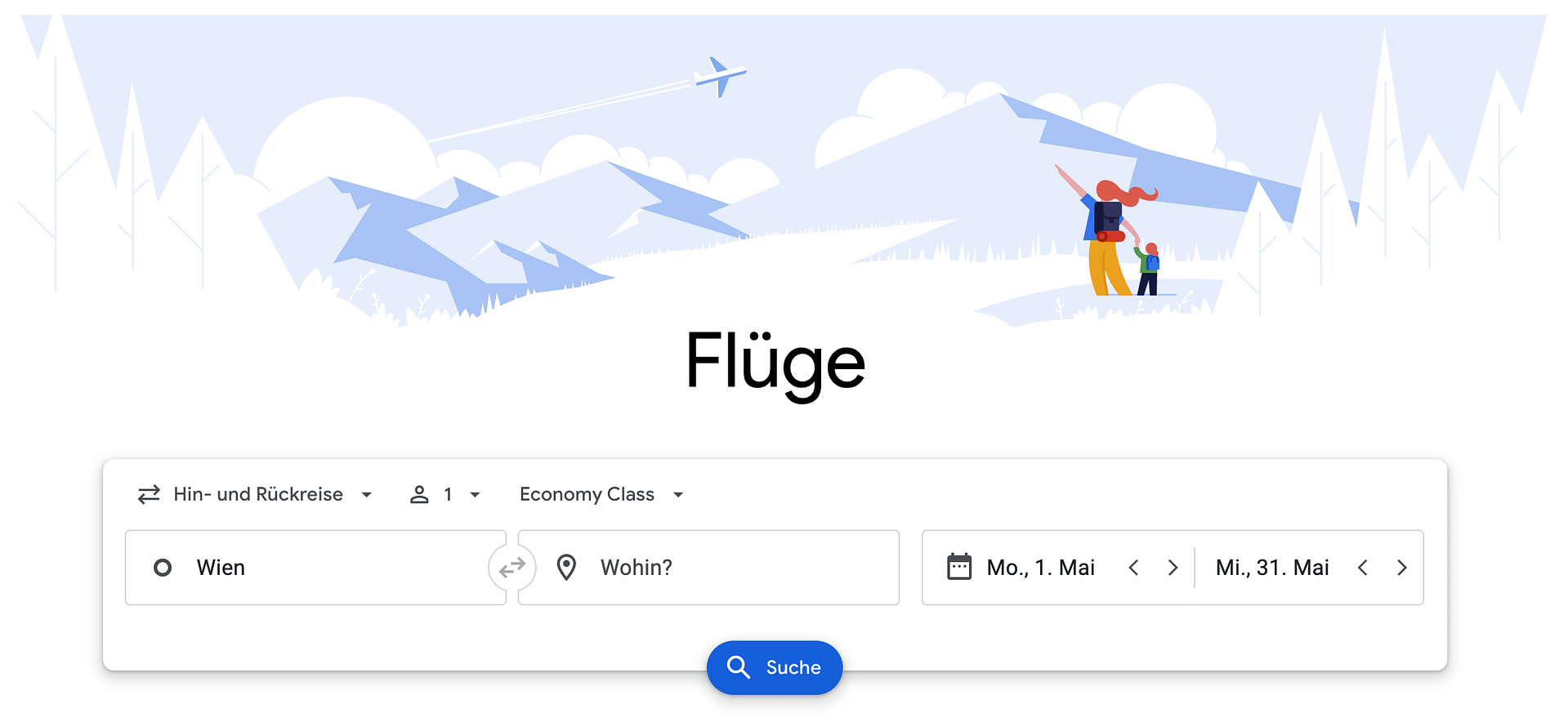 Website Google Flugsuche